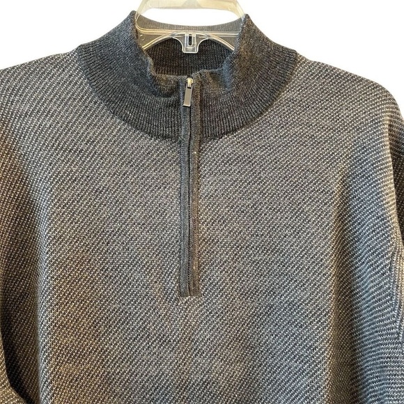 Toscano Men's Gray Wool Blend Quarter-Zip Pullover Sweater Size L Casual Knit - Picture 3 of 12